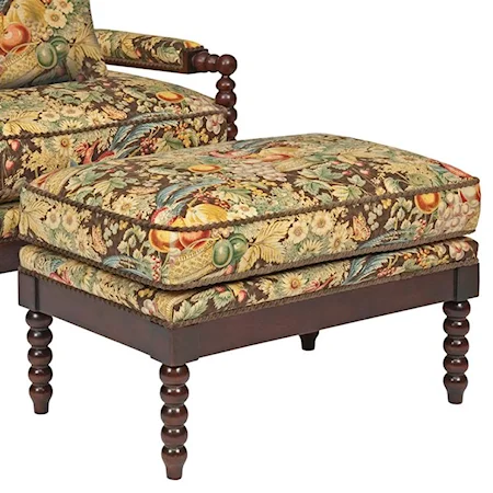 Jenny Ottoman with Spool-Turned Legs